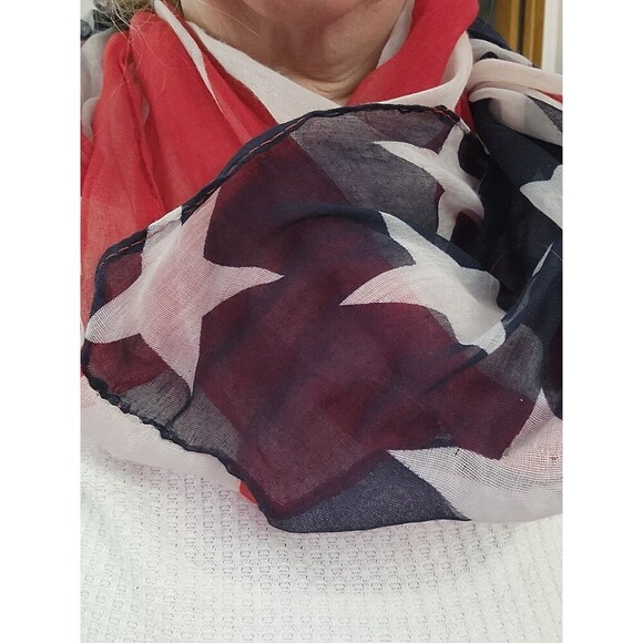 American Flag Infinity Scarf Long & Sheer Old Vintage Look red/white/blue - Picture 8 of 8